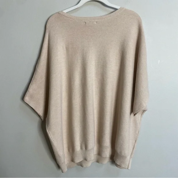 Quince Heather Oatmeal Lightweight Cotton Cashmere Link-Stitch Dolman Sweater XL - Picture 9 of 16